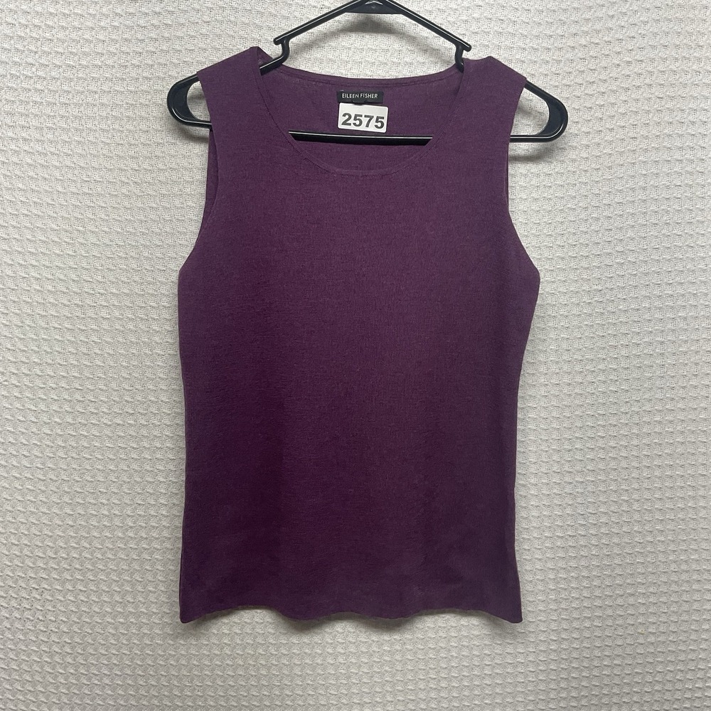 Eileen Fisher Purple 100% Merino Wool Sleeveless Knit Top Women's Small WornOnce
